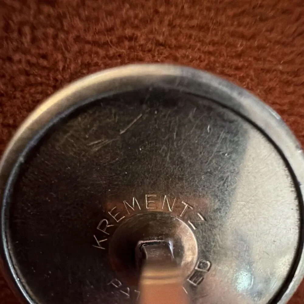 Krementz Silver Gold Metal Round Bullet Back Men's Cufflinks Signed